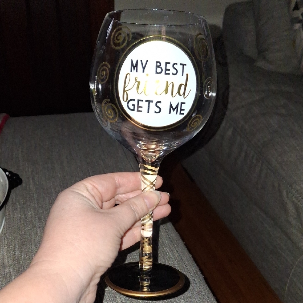 Decorative Wine Glass with Gold Accents